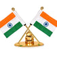 Metal Indian Flag With Ganesh for Car Dashboard (Height: 3.5 inch)