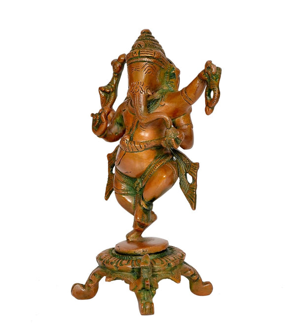 Brass Lord Dancing Ganesha Murti - Religious Statue for Home Temple (Height 7.5 Inch) Study Setting