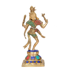 Brass Ardhanrishvara Shiva and Parvati Murti Religious Statue for Home Temple Decor Office Mandir  (Height: 12 Inches)