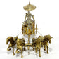 Brass Antique Finish Brass Krishna Arjun Rath Chariot with 4 Horse Idol Statue, Height : 9 inch