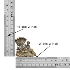Size chart for small brass Maa Lakshmi and Lord Vishnu idol: Height 2 in, Width 2 in