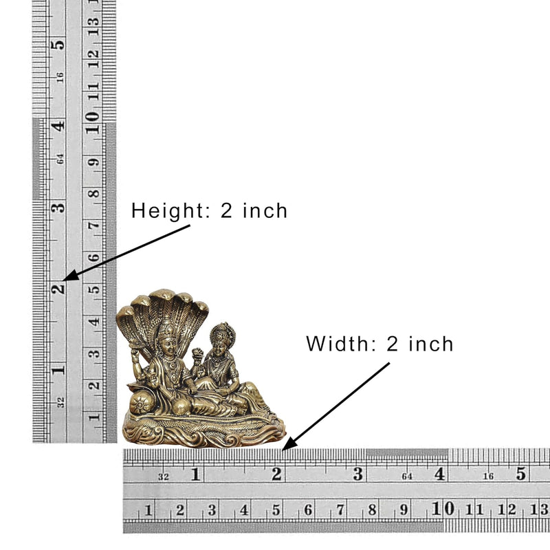 Bronze Small Maa Lakshmi with Lord Vishnu On Sheshnag Idol (Height :2 Inch)