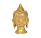 Brass Buddha head and torso idol (3.5 in), rear view with layered hair pattern