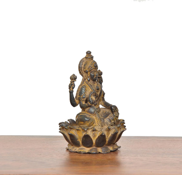 Copper Lakshmi Idol  (Height: 3.5 Inch) Study Setting