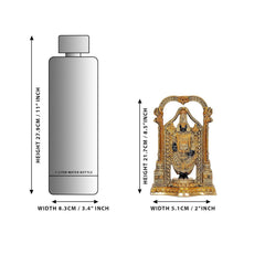 Brass Venkateshwara idol with arched frame, 8.5 inch height shown
