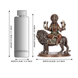 10-inch Durga statue on lion, seated figure with raised arms; size shown