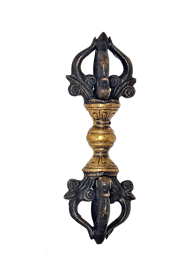 Brass Tibetan Buddhist Five Pronged Dorje (Length: 15 cm)