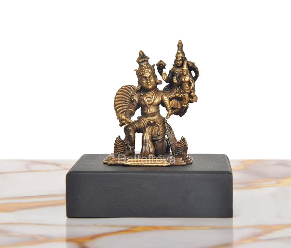 Panchaloha Vishnu Lakshmi on Garuda Idol (Height:2 Inch) Study Setting
