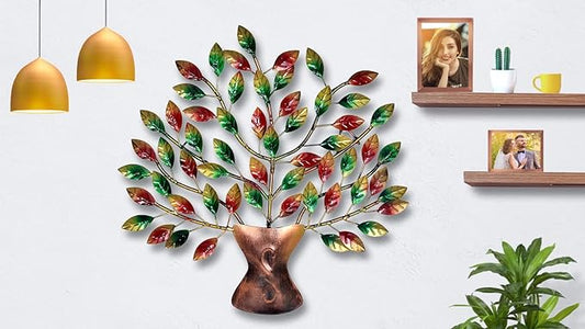 Metal Tree Wall Hanging Decorative Showpiece Wall Decor Home Decor Handicraft Designed Multicolour Height 16 Inches