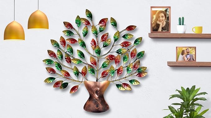 Metal Tree Wall Hanging Decorative Showpiece Wall Decor Home Decor Handicraft Designed Multicolour Height 16 Inches