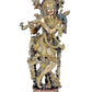 Brass Krishna Statue Idol Playing Flute for Home Decor | Height : 14 Inches (A104)