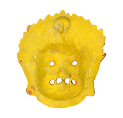 Back of metal wall hanging with two holes and round hanging loop, yellow-gold finish