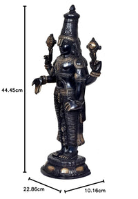 Brass Venkateswara Tirupati Balaji statue height 44.45cm, dark blue with gold trim