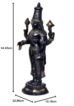 Brass Venkateswara Tirupati Balaji statue height 44.45cm, dark blue with gold trim
