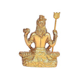 Brass Shiva idol statue rear view, meditating posture, ornate lotus pedestal