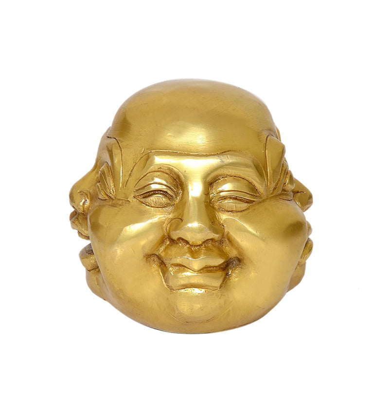 Brass Laughing Buddha Head with Different Facial Happy Man for Home Decor (Height 4 Inch)