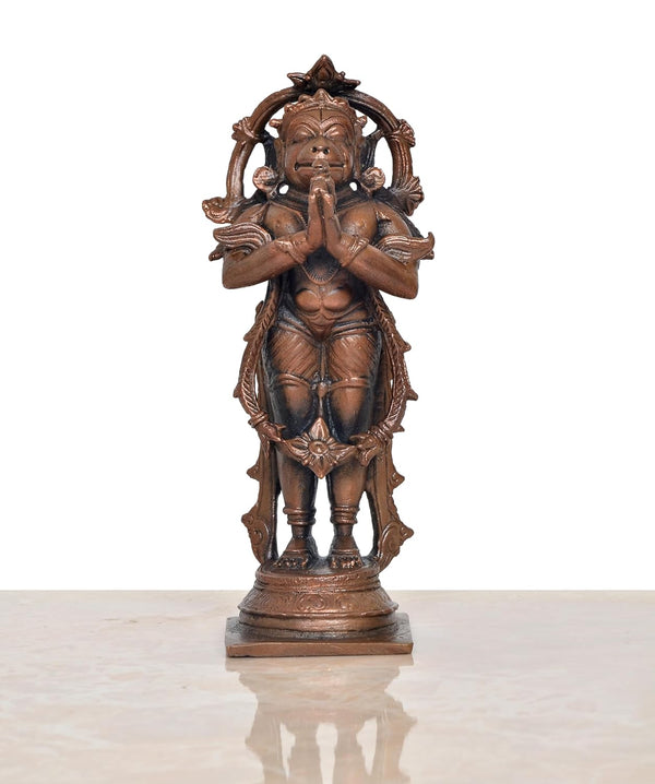 Copper Standing Hanuman Idol - Divine Lord Hanuman Statue for Home and Temple Pooja Decor (Height 5.5 Inch)