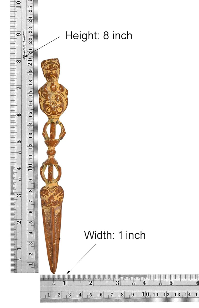 Brass Tibetan Handmade Dorje Vajra Furba Phurpa Dagger Adjustable Pendants (Height: 8 inch) (Multicolor 1)