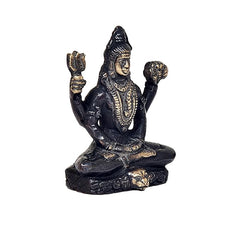 Lord Shiva brass statue, dhyan mudra, three-quarter view, dark finish, 3 inch
