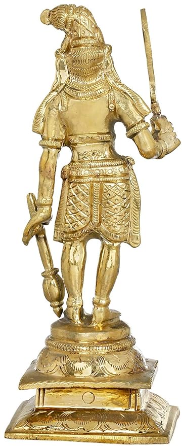 Brass Veerbhadra-A Fierce Avatar of Lord Shiva, Height: 8.4 Inch Study Setting
