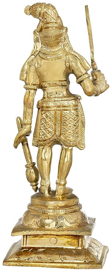 Brass Veerbhadra-A Fierce Avatar of Lord Shiva, Height: 8.4 Inch