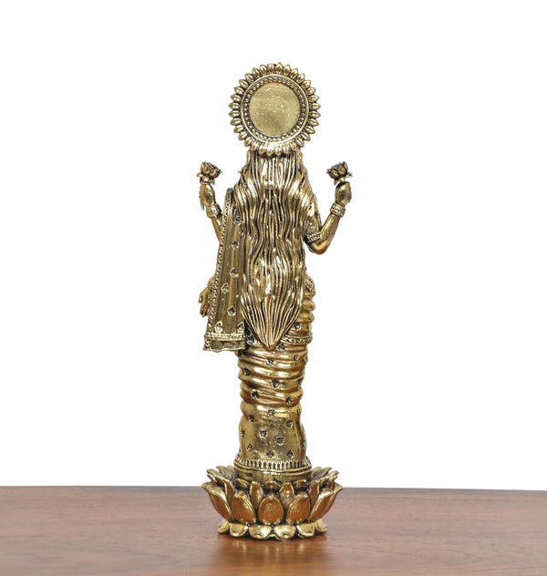 Superfine Brass Lakshmi Standing Idol (Height: 7 Inch) Entryway Setting