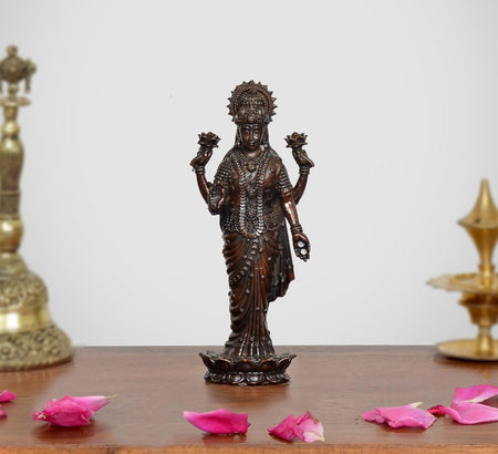Superfine Brass Lakshmi Standing Idol (Height: 5 Inch)