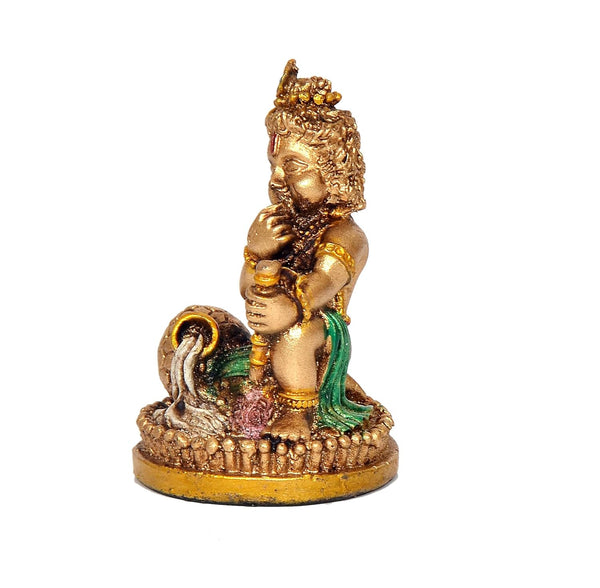 Resin Bal Laddu Gopal Makhan Chor Idol Krishna Janmashtami (Height 2.5 Inch) Study Setting