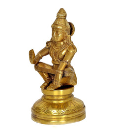 Handcrafted Brass Lord Ayyappan Swamy Statue | Traditional Hindu Idol for Home Temple & Office Decor (Height: 8 Inches)