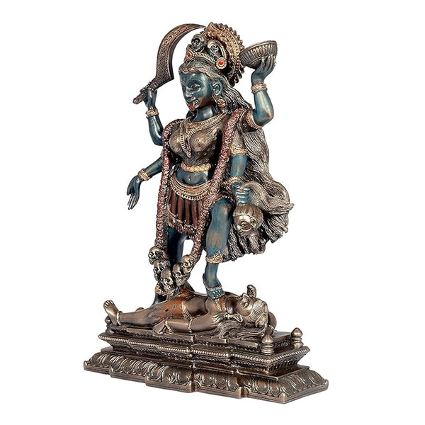Resin Kali Maa Sculpture Murti Adi Shakti Ma Goddess Kali Cold Caste Idol Murti, Pack of 1 (Multicolor) Study Setting