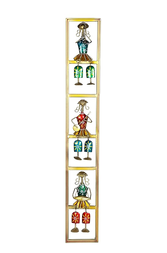 Iron Long Musician Dolls Wall Frame Hanging (Height: 35 Inches) Craft Detail