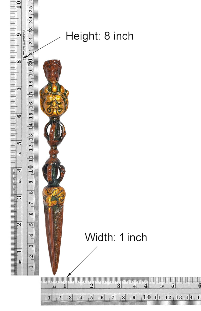 Brass Tibetan Handmade Dorje Vajra Furba Phurpa Dagger Adjustable Pendants (Height: 8 inch) (Multicolor)
