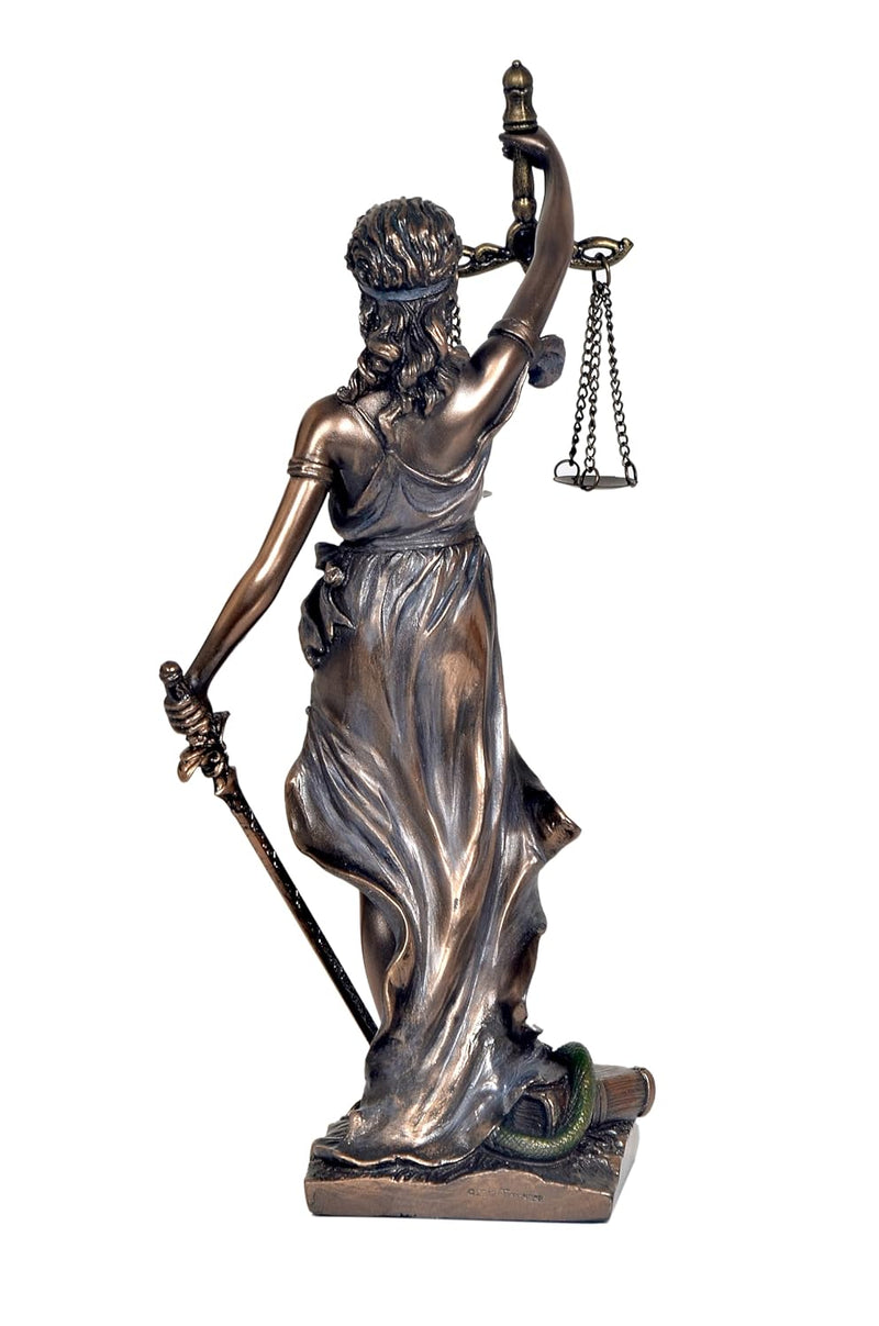 Resin Lady Justice Holding Scale and Sword Murti Figurine Sculpture Office Home Court (Height 7.5 Inch)