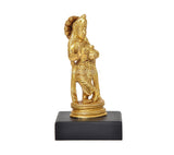 Brass Radha murti (4 inch) three-quarter view on dark base