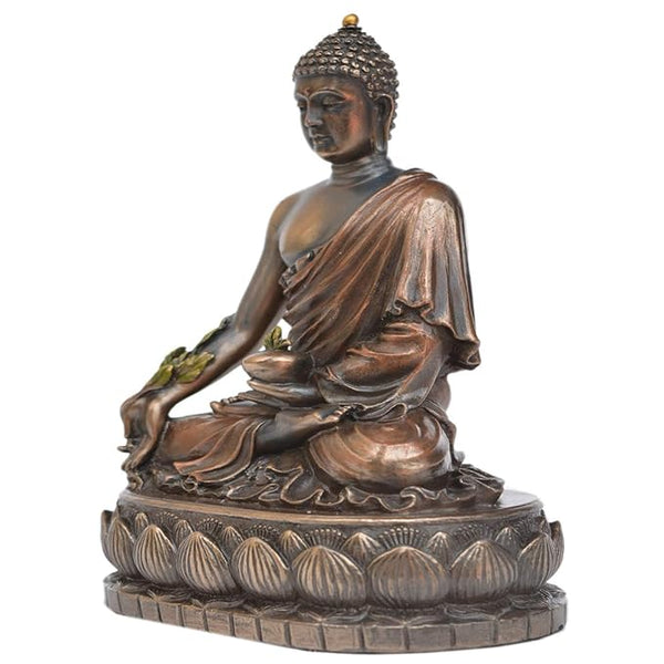 Copper Finish Sitting Buddha Decorative Showpiece - 15.24 cm (Polyresin, Copper)