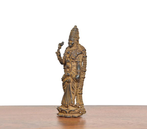 Copper Madurai Meenakshi Idol (Height: 4.5 Inch) Study Setting