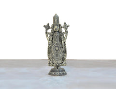 Brass Lord Balaji idol statue, full standing figure with four arms and jewelry