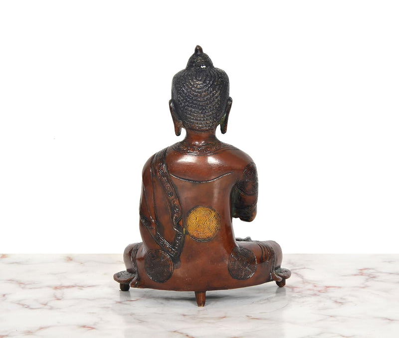 Brass Abhaya Mudra Gautam Buddha Statue (Height: 9 inch)