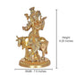 Brass Large Krishna Idol Playing Flute On Kamdhenu Cow - Statue Showpiece Murti for Home Office Height 9.25 inches