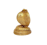 Brass snake hood pooja decor figurine, curved body detail on base, 2.5 inch