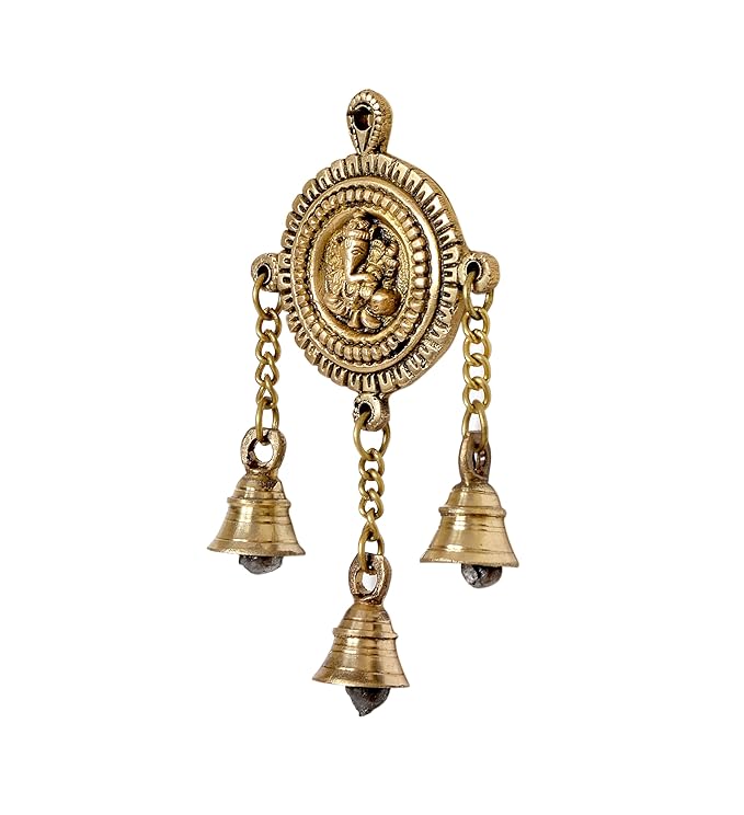 Ganesh Hanging with Bells Pooja Room Decoration/Brass Decor Items for Puja Manidr and Home Temple (Height : 7 Inches)