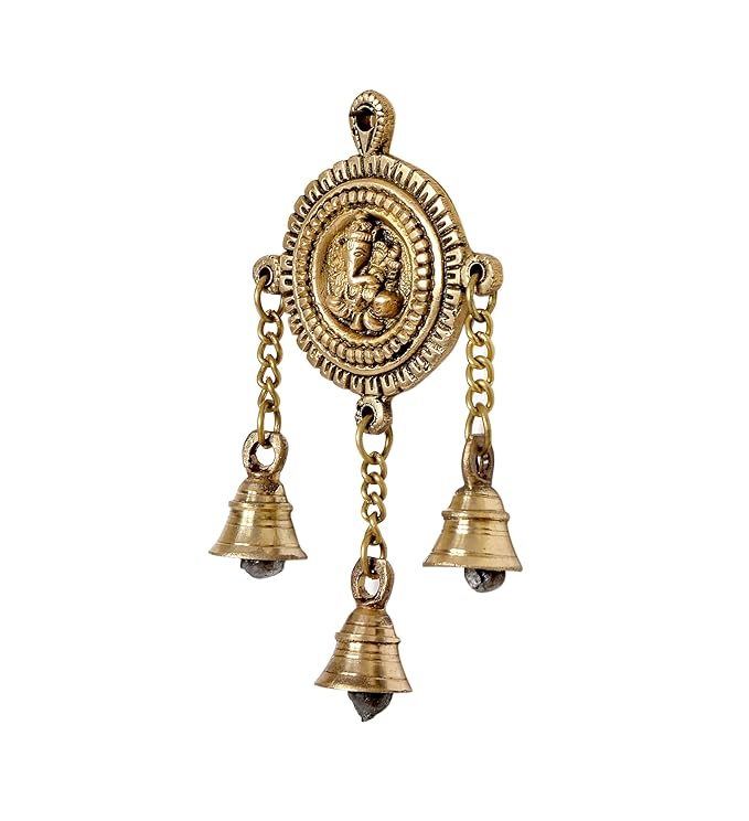 Ganesh Hanging with Bells Pooja Room Decoration/Brass Decor Items for Puja Manidr and Home Temple (Height : 7 Inches)