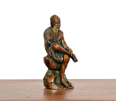 Superfine Brass Shirdi Sai Baba statue, 3 inch, side view seated with hands resting