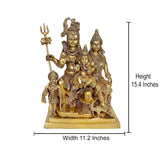 Brass Shankar Parvati Ganesha Kartikeya Nandi statue, 15.4 in tall