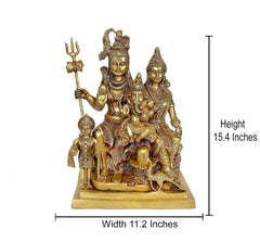Brass Shankar Parvati Ganesha Kartikeya Nandi statue, 15.4 in tall