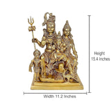 Brass Shiva Parvati family idol, Height 15.4 in, width 11.2 in
