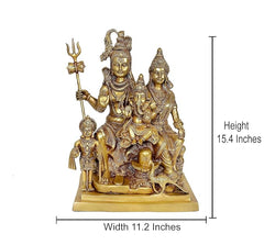 Brass Shiva Parvati family idol, Height 15.4 in, width 11.2 in