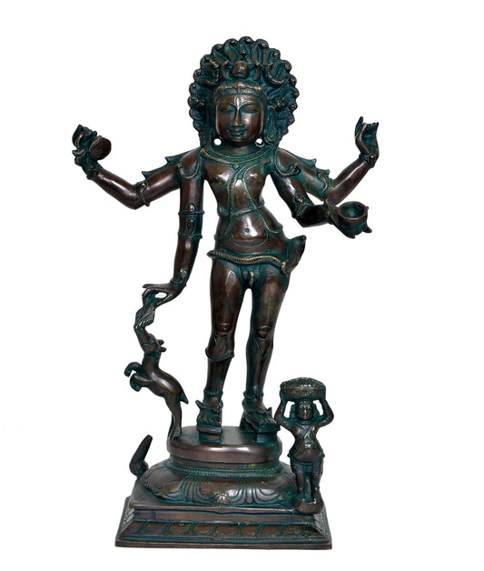 Brass Bhikshatana Kaal Bhairava Shiva Sculpture Idol for Home Decor Office Mandir (Height :15 inch)