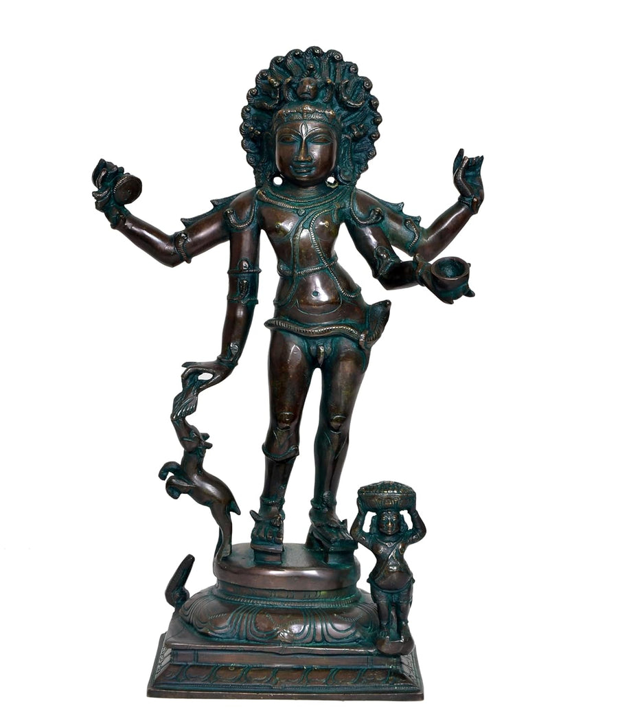 Brass Bhikshatana Kaal Bhairava Shiva Sculpture Idol for Home Decor Office Mandir (Height :15 inch) Craft Detail