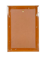 Back of framed Maa Nav Durga foil poster with hanging loop, plain brown panel